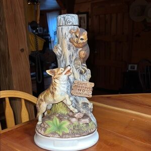 Hoffman 1978 Whiskey Animal Figurine Decanter with Raccoon and Coyote